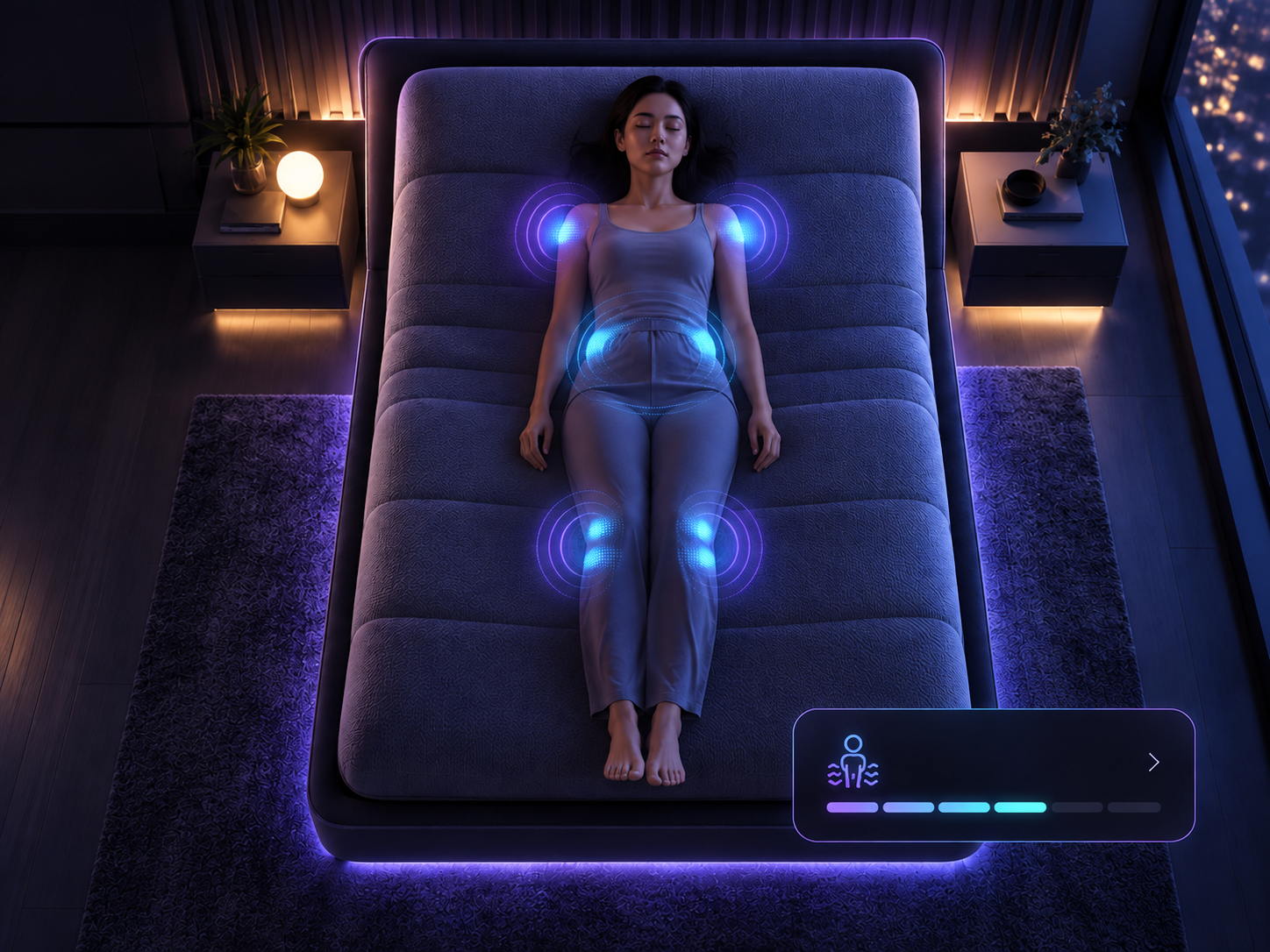 AI massage zones supporting the shoulders, back and legs